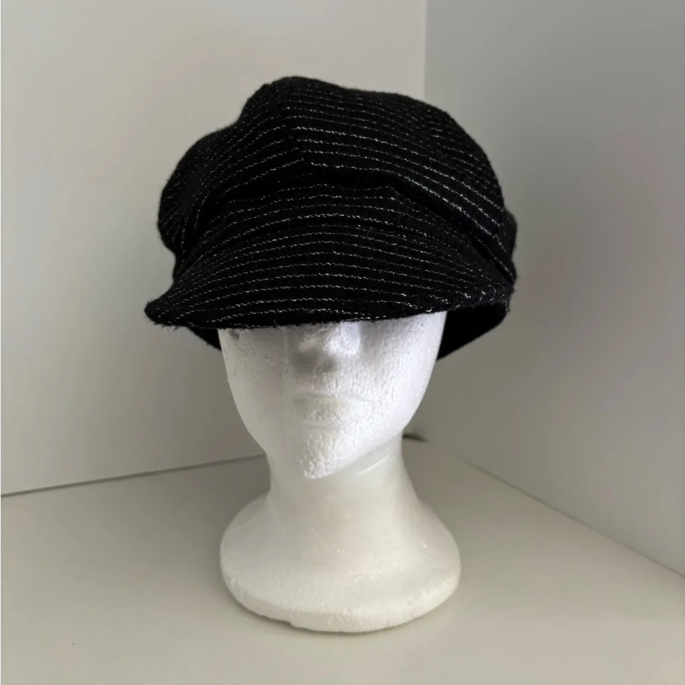 NWOT August Black & Silver Striped Cadet Cap - Picture 2 of 5
